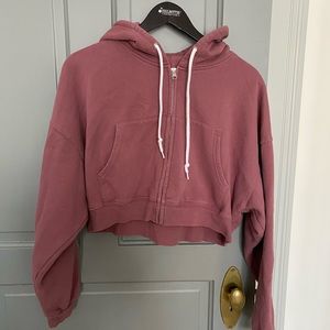 BDG Cropped Hoodie, Small, dusty rose color